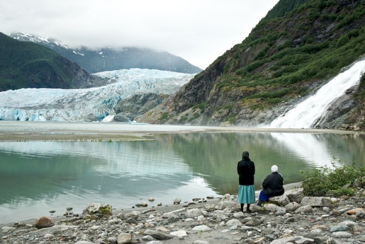 "Two Mennonites Watch A Glacier Melt" from the series Natural Order, photographed by David Kimelman